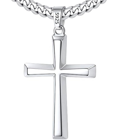 5mm 925 Sterling Silver Cross Necklace for Men 18 20 22 24 26 Inch - color: Silver, size: 22 Inches