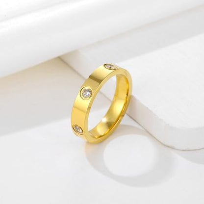YCSLYW Ladies Stainless Steel Ring Love Friendship Ring Golden high polishing, low allergy Wedding Jewelry Valentine's Day Birthday Gift, 5-10 - color: Love Gold, size: 10