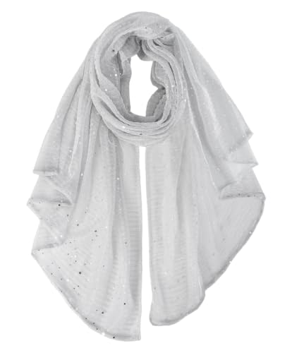 GERINLY Fashion Scarves for Women Lightweight Lace Printed Scarf Shawl Wrap - color: Silvery