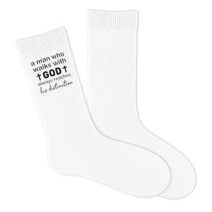 Christian Socks for Men Biblical Gifts for Dads Grandpa Husband - color: White