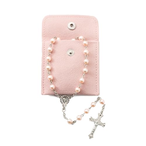 Rosary Beads Catholic for Women - Rosary Necklace Artificial Pearls, Solid Colored Simple Style Rosary Beads, Gifts for Women - color: Pink