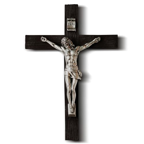 Jesus Christ Wooden Cross for Wall 8"x5.5" - Black Crucifix Wall Cross for Catholic, Catholic Wooden Crosses for Home Decor, Religious Decor for Home, Christian Hanging Wood Crosses for Bedroom - color: Black Wood Wall Crucifix