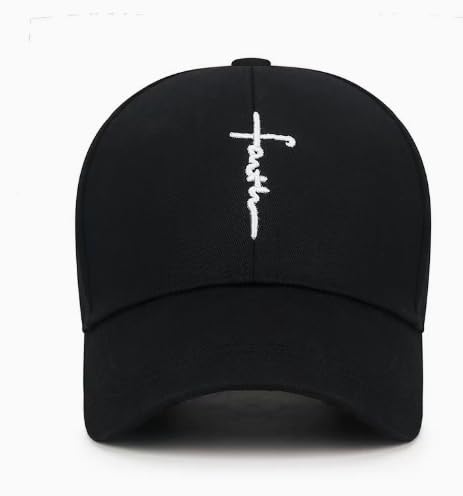 Embroidered Cross Baseball Cap, Christian Adjustable Snapback Hat for Men & Women, - color: White