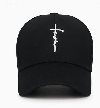 Embroidered Cross Baseball Cap, Christian Adjustable Snapback Hat for Men & Women, - color: White