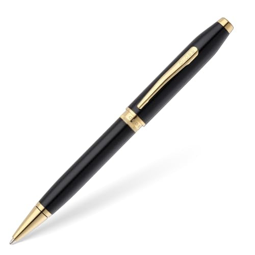 Cross Foundry Glossy Black Gold Ballpoint Pen, Medium Point, Black Ink - color: Glossy Black