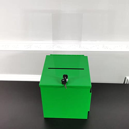 FixtureDisplays® Green Metal Donation Box 8.5X8.1X18