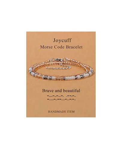 Inspirational Morse Code Bracelets for Women Funny Jewelry Birthday Gifts - color: Brave and beautiful
