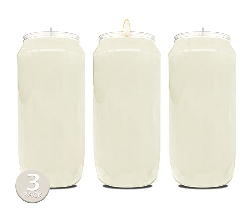 Hyoola 7 Day White Prayer Candles, 3 Pack - 6" Tall Pillar Candles for Religious, Memorial, Party Decor, Vigil and Emergency Use - Vegetable Oil Wax in Plastic Jar Container - size: 3 Pack