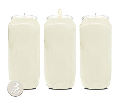 Hyoola 7 Day White Prayer Candles, 3 Pack - 6" Tall Pillar Candles for Religious, Memorial, Party Decor, Vigil and Emergency Use - Vegetable Oil Wax in Plastic Jar Container - size: 3 Pack
