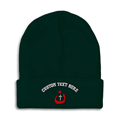 Custom Beanies for Men Christian Nazarene Jesus God Christ Skull Cap Winter Hats Women Acrylic One Size - color: Forest Green Personalized Text Here