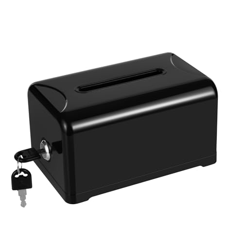 Polmart Tip / Donation / Suggestion / Business Card Collection Box with Lock (Black)