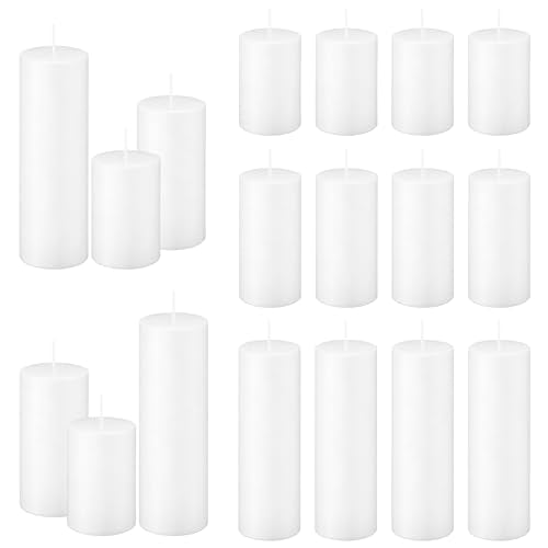 18 Pack White Pillar Candles Set, Unscented Smokeless Dripless - color: White Flat-top, size: 2x3/4/6 Inch