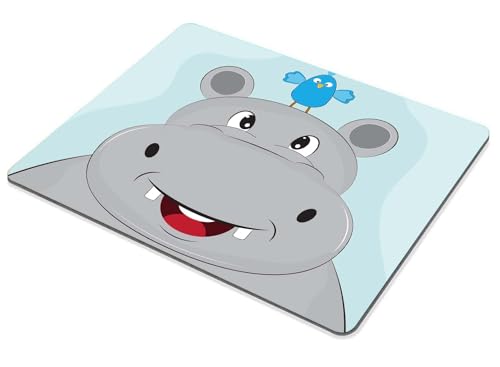 Cute Cartoon Head of Hippo with Small Bird Mouse Pad Non-Slip Rubber Base Gaming MousePads for Computers Laptop Office, 9.5"x7.9"x0.12" Inch(240mm x 200mm x 3mm) - color: WMJ124