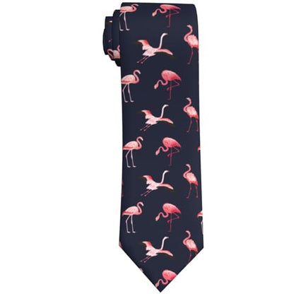 Men's Neckties, Novelty Printed Skinny Tie for Work Casual Party - color: Flamingo