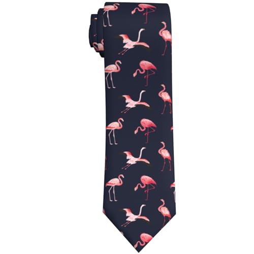 Men's Neckties, Novelty Printed Skinny Tie for Work Casual Party - color: Flamingo