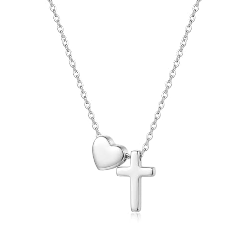 Heart Cross Necklace Silver Cross Necklace Sterling Set For Women