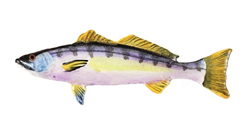 White Seabass Fish Pin, Pewter, Lapel, Hat, Pins, Brooch, Brooches, Jewelry, Gift, Handmade in the USA, 200 Fish Designs Available. S013Z - color: Hand Painted