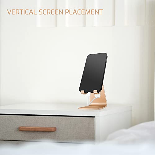 Gold Foldable Aluminum Alloy Cell Phone Holder,Tabletop Metal Phone Stand with Adjustable Angle by Swivel Axis,Smartphone Cradle - color: Gold