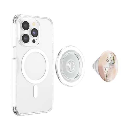 Be Still Bible Verse Christian Quote Minimalist Floral PopSockets PopGrip for MagSafe - style: Magnetic PopGrip