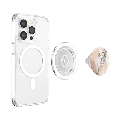 Be Still Bible Verse Christian Quote Minimalist Floral PopSockets PopGrip for MagSafe - style: Magnetic PopGrip