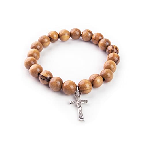 Logos Trading Post Olive Wood Catholic Rosary Bracelet from the Holy Land - style: 2 Decade Stretch