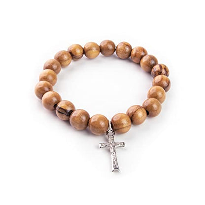 Logos Trading Post Olive Wood Catholic Rosary Bracelet from the Holy Land - style: 2 Decade Stretch
