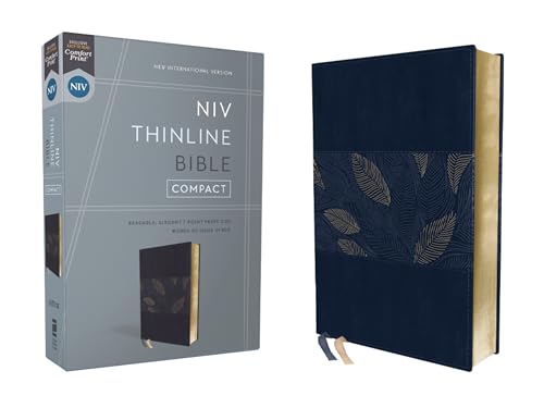 NIV, Thinline Bible, Compact, Leathersoft, Blue Floral, Red Letter, Comfort Print