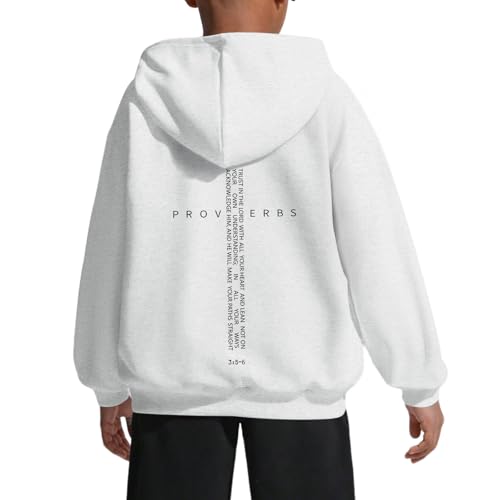Christian Hoodies for Kids Boys Religious Jesus Hoodie Faith Cross Sweatshirts Vintage Bible Verse Graphic Pullovers - color: Light Gray, size: 7-8 Years