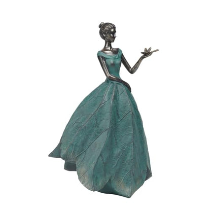 Guichifun Fairy Statue, Leaf Angel Girls with Dragonfly, 12 x 8.5 x 18 - color: Green-dragonfly, size: X-Large
