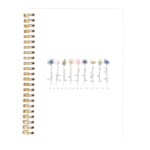 KAOWT Bible Christian Notebook Journal, Christian Gifts for Women, Bible Notebooks for Note Taking, Fruit of the Spirit Floral Journaling Notebook, Hardcover Spiral Notebook 5.5x8.3 - color: notbook bible-flower