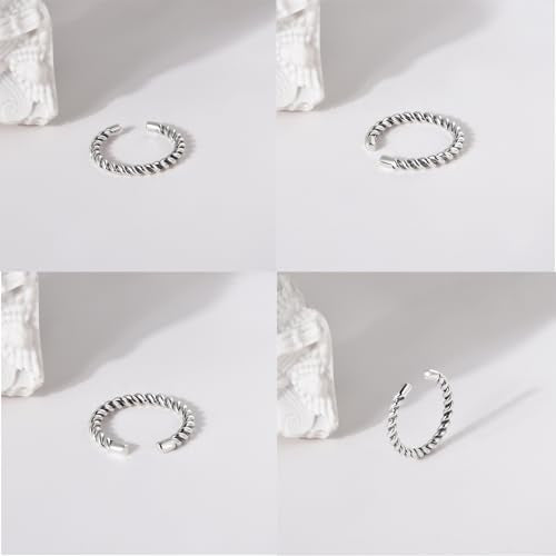 925 Sterling Silver Celtic Knot Open Adjustable Ring for Women Size 4-7 - color: One line twist