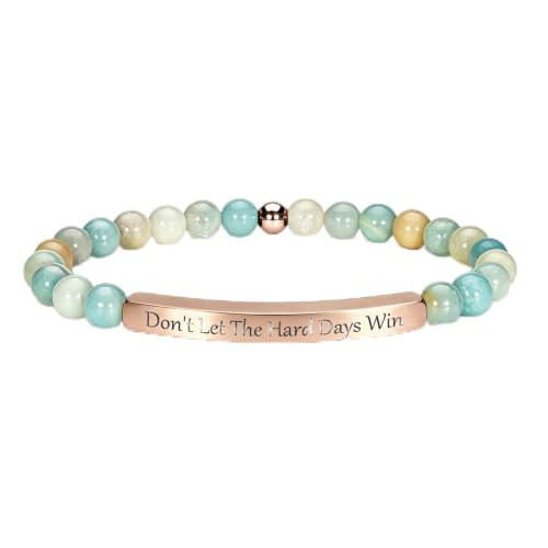 Inspirational Christian Bracelet for Women, 18K Gold Plated Bible Verse Jewelry with Amazonite Beads, Religious Faith Gift for Mom, Daughter, Sister, Friend - color: DON'T LET THE HARD DAYS WIN-Amazonite Rose Gold