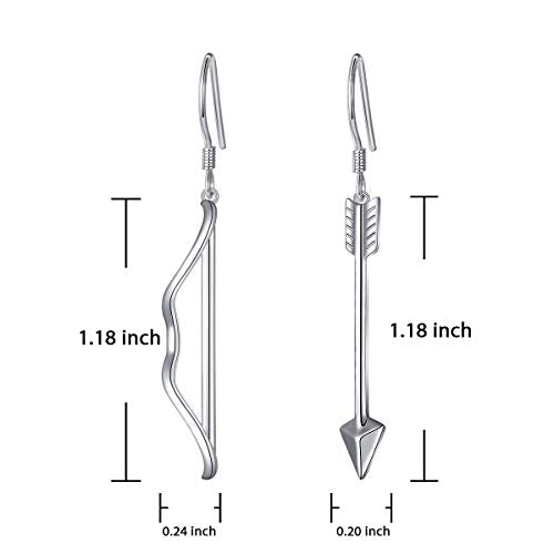 S925 Sterling Silver Heart Dangle Drop Earrings for Women Jewelry Gift - style: Bow Arrow