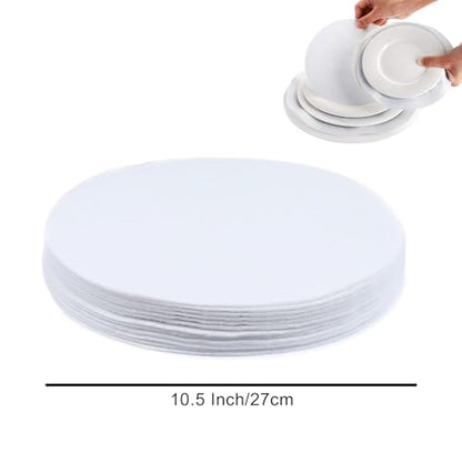 YYCRAFT 36 Felt Plate China Storage Dividers Protectors White Thick Premium Soft Round Felt Circles (10.5 Inch,White) - size: 10.5 Inch