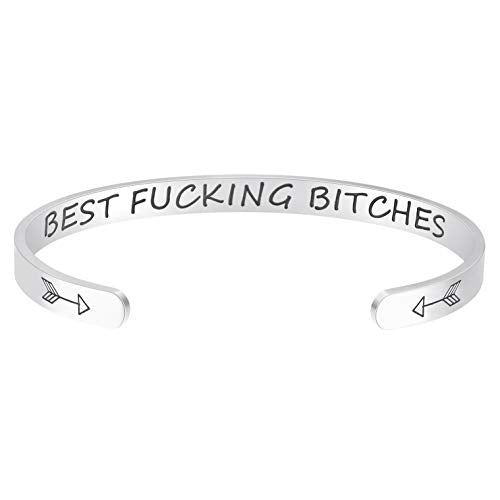Fesciory Inspirational Bracelets for Women, Stainless Steel Cuff Bangle - color: Silver-26