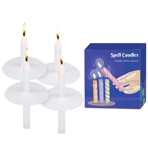 50 Pack 5 Inch White Taper Candles, Church Candle Bulk with Drip Protectors, Unscented Candlesticks for Christmas Eve and Easter Candlelight Service, Vigil, Memorial and Devotional - size: 5 Inch, Pack of 50