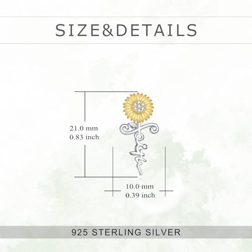 POPLYKE Faith Cross Flower Stud Earrings for Women Sterling Silver Dangle Earring Jewelry Gifts for Women Mom Wife - style: Sunflower