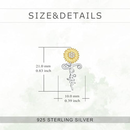 POPLYKE Faith Cross Flower Stud Earrings for Women Sterling Silver Dangle Earring Jewelry Gifts for Women Mom Wife - style: Sunflower