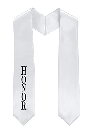 MyGradDay Plain Graduation Stole Colorful Stole for Adult Length 60",Rich in Color - color: Honor-white
