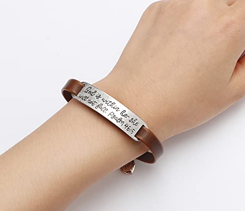 Yiyang Christian Gifts Leather Bracelet for Women Inspirational Faith Bible Verse Religious Jewelry Christmas Birthday Baptism Gift for Women - style: "Always play and never give up" Luke 18:1