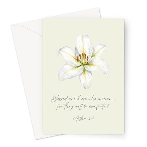 Christian Sympathy Card For Men & Women of Faith | Religious Sorry For Your Loss, Thinking Of You, Sending Prayers with Cross, Bible Verse and Scripture (Blessed Are Those Who Mourn. Matthew 5.4) - color: Blessed Are Those Who Mourn. Matthew 5.4