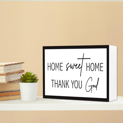 Home Sweet Home Sign Wooden Box Desk Decor,Rustic Farmhouse Home Thank You God Wood Block Sign for Home Living Room Shelf Tabletop Decor 10'' x 6'' - style: Home Sweet Home