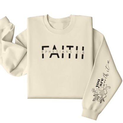 UNIQUEONE Christian Sweatshirt Women Faith Shirts: Jesus Sweatshirt Christian Religious Crewneck Long Sleeve Pullover Tops - color: Apricot, size: XX-Large
