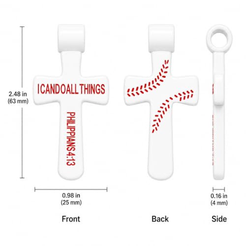 ZHZ Baseball Necklace with Cross Pendant - color: Baseball Stitch