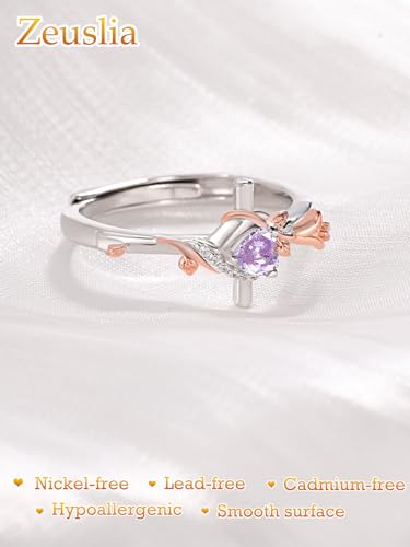 Birthday Gifts Birthstone Rings for Women 925 Sterling Silver Birthstone Rings Anchor/Tree of Life/Snake/Rose Cross Faith Religous Jewelry Gift for Wife Mom Grandma - color: 06-Alxandrite (C), style: Rose Cross