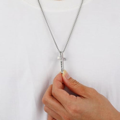 Baseball Bible Verse Cross Necklace for Boys Men, Stainless Steel Cross Pendant Baseball Game Day Christian Religious Jewelry Gifts for Teen Boys Kids - color: Silver, style: PHILIPPIANS 4:13