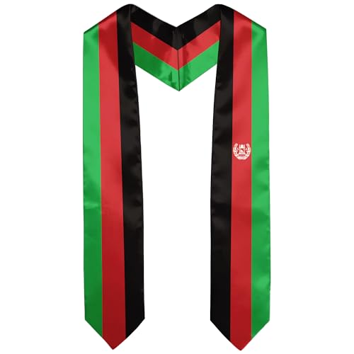 Graduation Satin Sash Scarf 72" Stole - color: Afghanistan Flag