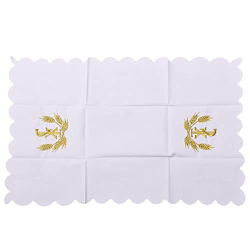 BLESSUME Church Mass Altar Cloth Purificator Cloth Cross Embroidery (White 5) - color: White 5