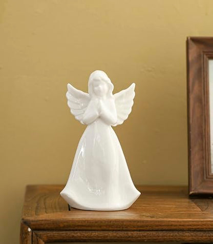 ADAVAS.Y&G Praying Angel Night Light Lighted up Angel Prayer Porcelain Angel Figurine with Lighting, White 7" H - color: Pray