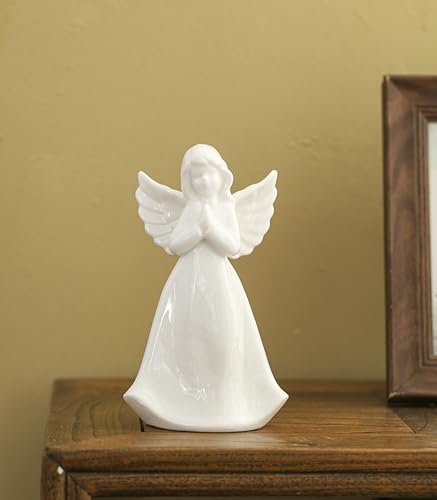 ADAVAS.Y&G Praying Angel Night Light Lighted up Angel Prayer Porcelain Angel Figurine with Lighting, White 7" H - color: Pray
